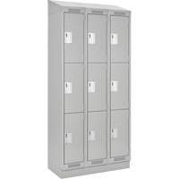 Clean Line Lockers, 3 -tier, Bank of 3, 36" x 18" x 82", Steel, Grey, Rivet (Assembled) Equipex