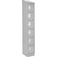 Clean Line Lockerette, 6 -tier, 12" x 18" x 82", Steel, Grey, Rivet (Assembled) Equipex