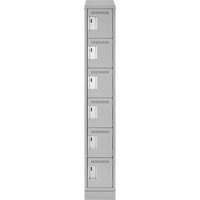 Clean Line Lockerette, 6 -tier, 12" x 18" x 82", Steel, Grey, Rivet (Assembled) Equipex