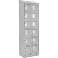 Clean Line Lockerette, 6 -tier, Bank of 2, 24" x 18" x 82", Steel, Grey, Rivet (Assembled) Equipex