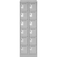 Clean Line Lockerette, 6 -tier, Bank of 2, 24" x 18" x 82", Steel, Grey, Rivet (Assembled) Equipex