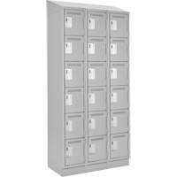 Clean Line Lockerette, 6 -tier, Bank of 3, 36" x 18" x 82", Steel, Grey, Rivet (Assembled) Equipex
