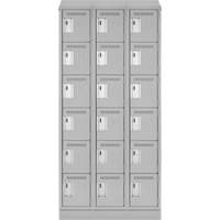 Clean Line Lockerette, 6 -tier, Bank of 3, 36" x 18" x 82", Steel, Grey, Rivet (Assembled) Equipex
