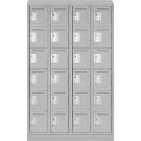 Clean Line Lockerette, 6 -tier, Bank of 4, 48" x 18" x 82", Steel, Grey, Rivet (Assembled) Equipex