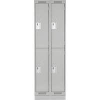 Clean Line Lockers, 2 -tier, Bank of 2, 24" x 18" x 76", Steel, Grey, Rivet (Assembled) Equipex
