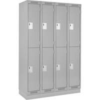 Clean Line Lockers, 2 -tier, Bank of 4, 48" x 18" x 76", Steel, Grey, Rivet (Assembled) Equipex