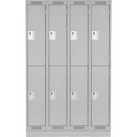Clean Line Lockers, 2 -tier, Bank of 4, 48" x 18" x 76", Steel, Grey, Rivet (Assembled) Equipex