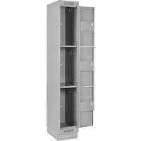 Clean Line Lockers, 3 -tier, Bank of 4, 48" x 18" x 76", Steel, Grey, Rivet (Assembled) Equipex