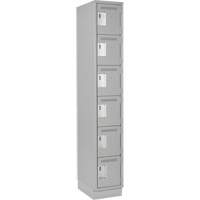 Clean Line Lockerette, 6 -tier, 12" x 18" x 76", Steel, Grey, Rivet (Assembled) Equipex