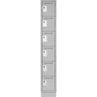 Clean Line Lockerette, 6 -tier, 12" x 18" x 76", Steel, Grey, Rivet (Assembled) Equipex