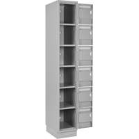 Clean Line Lockerette, 6 -tier, Bank of 3, 36" x 18" x 76", Steel, Grey, Rivet (Assembled) Equipex