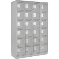 Clean Line Lockerette, 6 -tier, Bank of 4, 48" x 18" x 76", Steel, Grey, Rivet (Assembled) Equipex