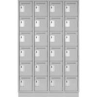Clean Line Lockerette, 6 -tier, Bank of 4, 48" x 18" x 76", Steel, Grey, Rivet (Assembled) Equipex