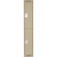 Clean Line Lockers, 2 -tier, 12" x 18" x 72", Steel, Beige, Rivet (Assembled) Equipex