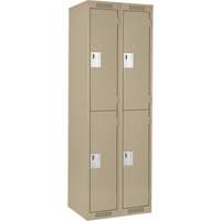 Clean Line Lockers, 2 -tier, Bank of 2, 24" x 18" x 72", Steel, Beige, Rivet (Assembled) Equipex