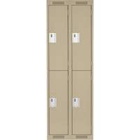 Clean Line Lockers, 2 -tier, Bank of 2, 24" x 18" x 72", Steel, Beige, Rivet (Assembled) Equipex