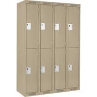 Clean Line Lockers, 2 -tier, Bank of 4, 48" x 18" x 72", Steel, Beige, Rivet (Assembled) Equipex