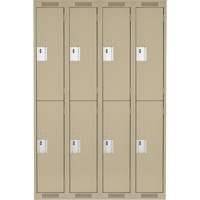 Clean Line Lockers, 2 -tier, Bank of 4, 48" x 18" x 72", Steel, Beige, Rivet (Assembled) Equipex