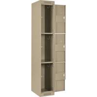 Clean Line Lockers, 3 -tier, Bank of 4, 48" x 18" x 72", Steel, Beige, Rivet (Assembled) Equipex