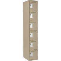 Petits casiers Clean Line, 6 niveaux, 12" x 18" x 72", Acier, Beige, Rivet (assembl&eacute;) Equipex
