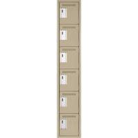 Petits casiers Clean Line, 6 niveaux, 12" x 18" x 72", Acier, Beige, Rivet (assembl&eacute;) Equipex