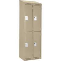 Clean Line Lockers, 2 -tier, Bank of 2, 24" x 18" x 78", Steel, Beige, Rivet (Assembled) Equipex