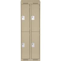 Clean Line Lockers, 2 -tier, Bank of 2, 24" x 18" x 78", Steel, Beige, Rivet (Assembled) Equipex
