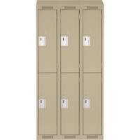 Clean Line Lockers, 2 -tier, Bank of 3, 36" x 18" x 78", Steel, Beige, Rivet (Assembled) Equipex