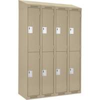 Casiers Clean Line, 2 niveaux, Bloc de 4, 48" x 18" x 78", Acier, Beige, Rivet (assembl&eacute;) Equipex