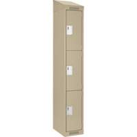 Clean Line Lockers, 3 -tier, 12" x 18" x 78", Steel, Beige, Rivet (Assembled) Equipex