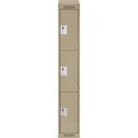 Clean Line Lockers, 3 -tier, 12" x 18" x 78", Steel, Beige, Rivet (Assembled) Equipex