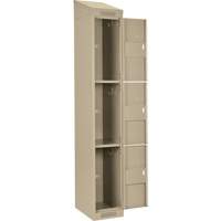Clean Line Lockers, 3 -tier, Bank of 4, 48" x 18" x 78", Steel, Beige, Rivet (Assembled) Equipex
