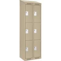 Clean Line Lockers, 3 -tier, Bank of 2, 24" x 18" x 78", Steel, Beige, Rivet (Assembled) Equipex