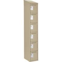 Petits casiers Clean Line, 6 niveaux, 12" x 18" x 78", Acier, Beige, Rivet (assembl&eacute;) Equipex
