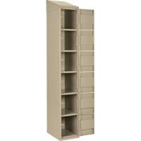 Clean Line Lockerette, 6 -tier, Bank of 4, 48" x 18" x 78", Steel, Beige, Rivet (Assembled) Equipex