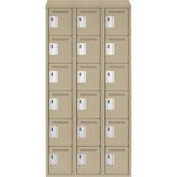 Clean Line Lockerette, 6 -tier, Bank of 3, 36" x 18" x 78", Steel, Beige, Rivet (Assembled) Equipex