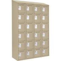 Clean Line Lockerette, 6 -tier, Bank of 4, 48" x 18" x 78", Steel, Beige, Rivet (Assembled) Equipex
