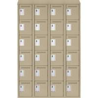 Clean Line Lockerette, 6 -tier, Bank of 4, 48" x 18" x 78", Steel, Beige, Rivet (Assembled) Equipex