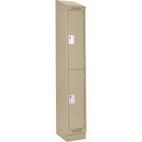 Clean Line Lockers, 2 -tier, 12" x 18" x 82", Steel, Beige, Rivet (Assembled) Equipex