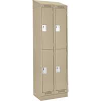 Clean Line Lockers, 2 -tier, Bank of 2, 24" x 18" x 82", Steel, Beige, Rivet (Assembled) Equipex