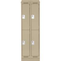 Clean Line Lockers, 2 -tier, Bank of 2, 24" x 18" x 82", Steel, Beige, Rivet (Assembled) Equipex
