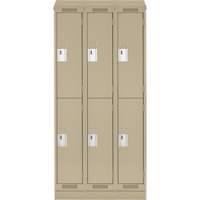 Clean Line Lockers, 2 -tier, Bank of 3, 36" x 18" x 82", Steel, Beige, Rivet (Assembled) Equipex