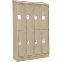 Casiers Clean Line, 2 niveaux, Bloc de 4, 48" x 18" x 82", Acier, Beige, Rivet (assembl&eacute;) Equipex