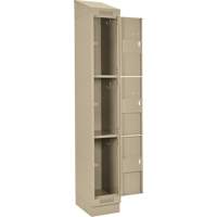 Clean Line Lockers, 3 -tier, Bank of 4, 48" x 18" x 82", Steel, Beige, Rivet (Assembled) Equipex