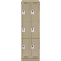 Clean Line Lockers, 3 -tier, Bank of 2, 24" x 18" x 82", Steel, Beige, Rivet (Assembled) Equipex