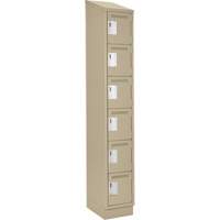 Petits casiers Clean Line, 6 niveaux, 12" x 18" x 82", Acier, Beige, Rivet (assembl&eacute;) Equipex