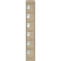 Petits casiers Clean Line, 6 niveaux, 12" x 18" x 82", Acier, Beige, Rivet (assembl&eacute;) Equipex