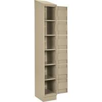 Clean Line Lockerette , 6 -tier, Bank of 4, 48" x 18" x 82", Steel, Beige, Rivet (Assembled) Equipex