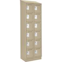 Clean Line Lockerette , 6 -tier, Bank of 2, 24" x 18" x 82", Steel, Beige, Rivet (Assembled) Equipex