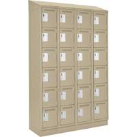 Clean Line Lockerette , 6 -tier, Bank of 4, 48" x 18" x 82", Steel, Beige, Rivet (Assembled) Equipex